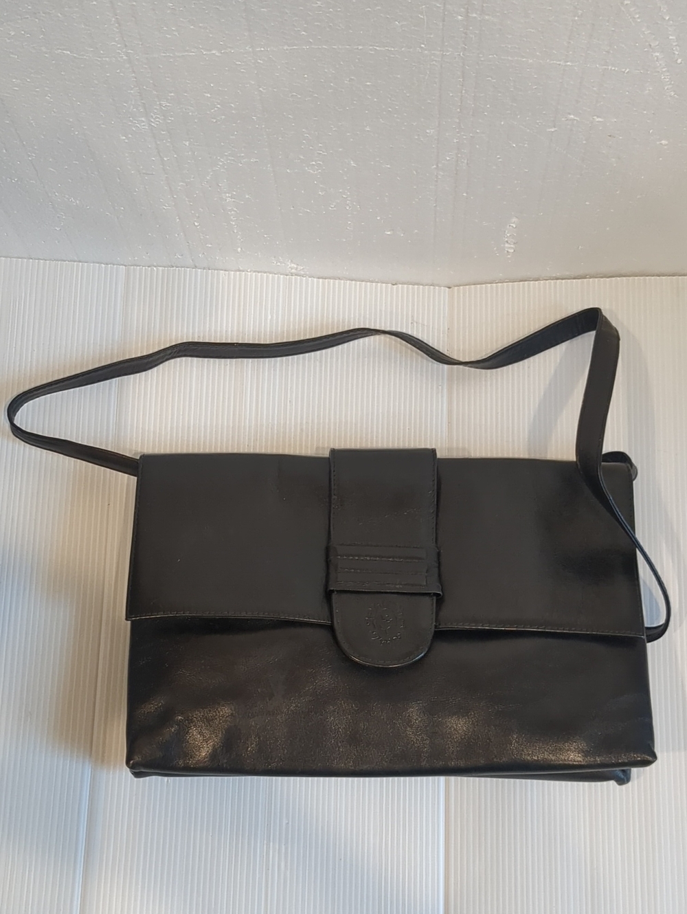 70's A. Valentino Black Vintage Leather Clutch Shoulder Bag